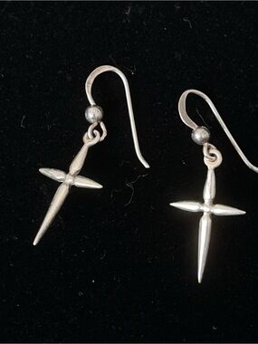 Sterling silver cross dangle earrings